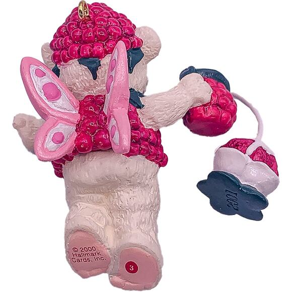 2001 Hallmark Keepsake Raspberry Fairy Berry Bears Collector's Ornament in Box - Picture 5 of 6